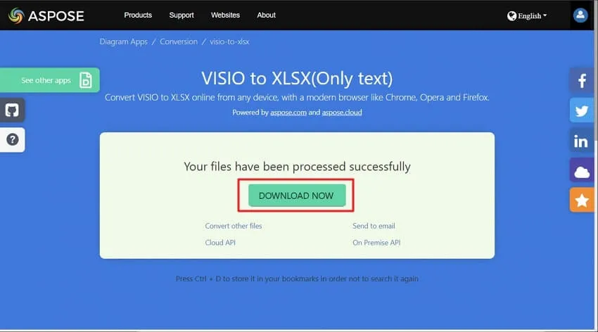 click on download now button to convert visio to excel in aspose