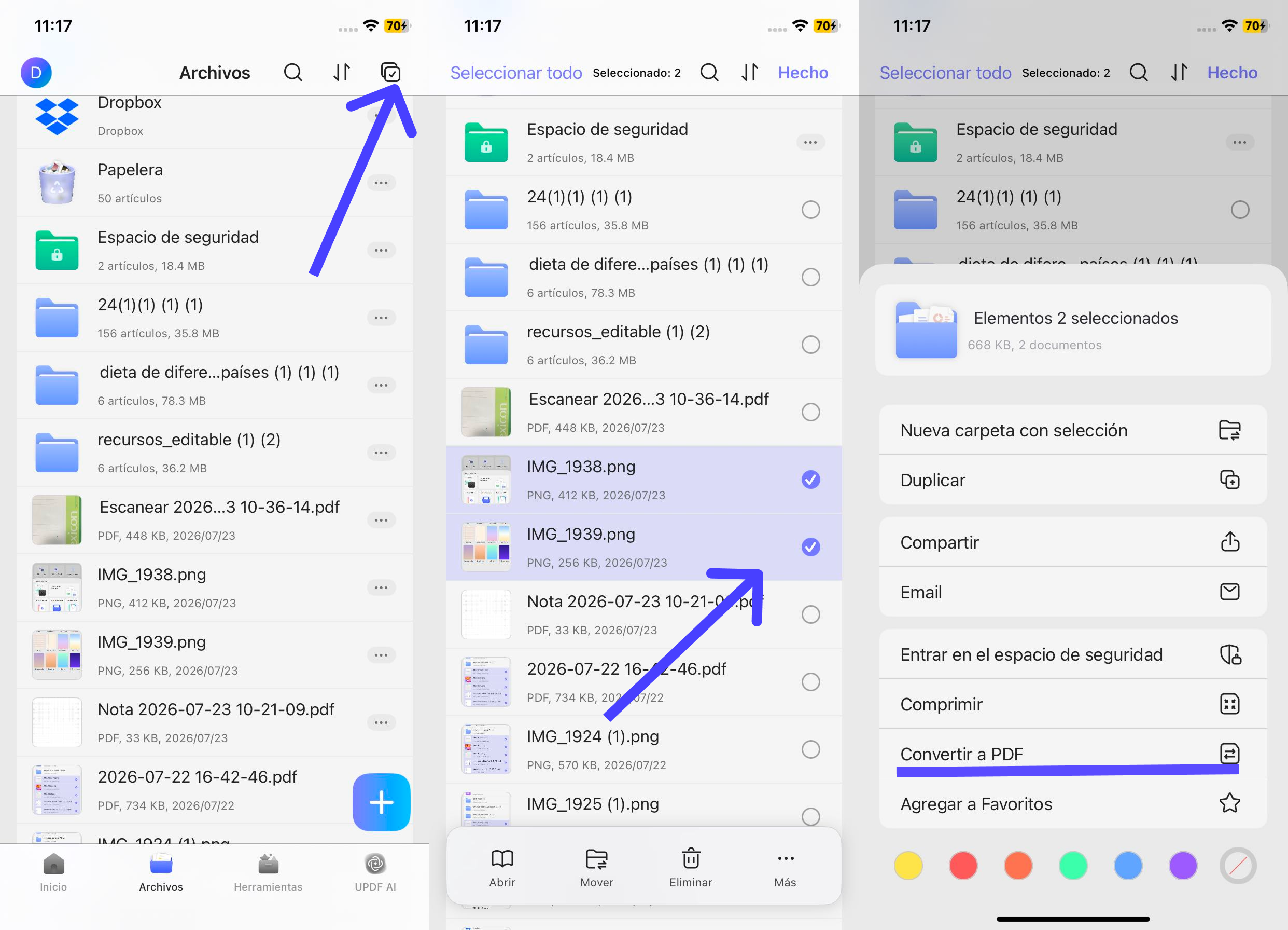 Hacer un PDF con fotos en iPhone reunir varias fotos