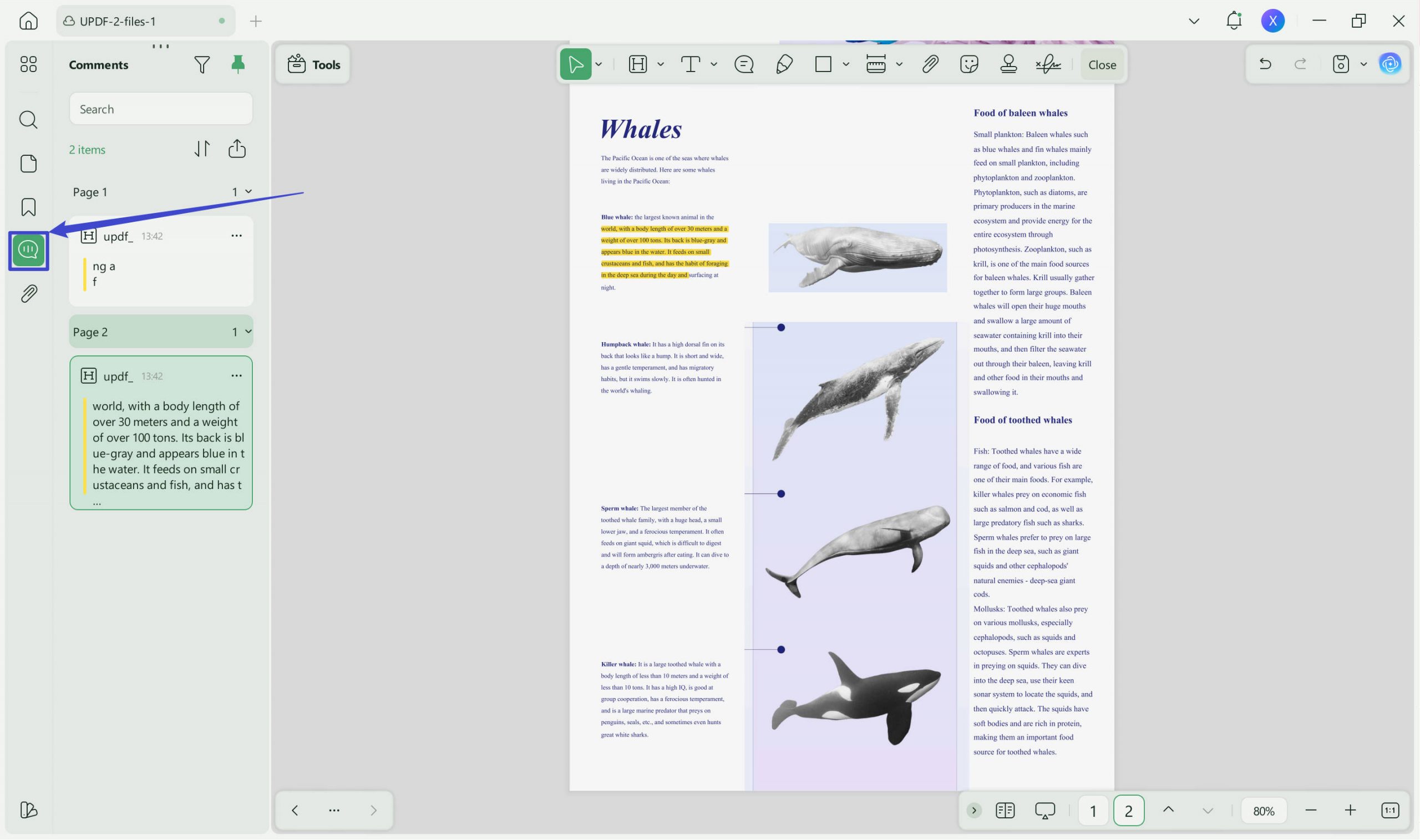 navigate pdf through the annotation list