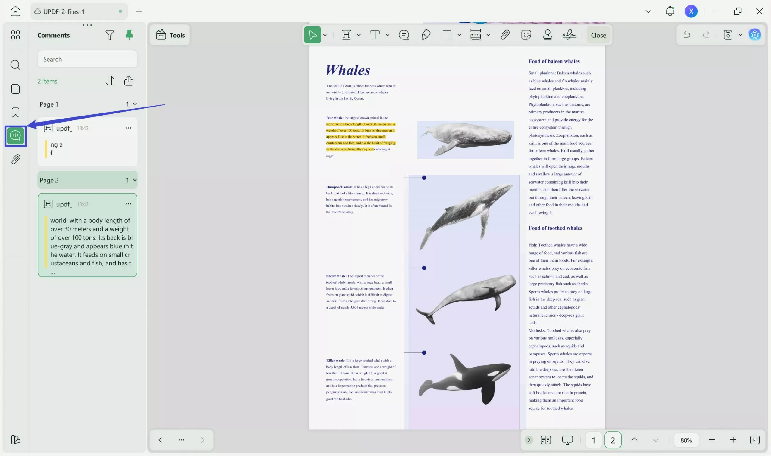 navigate pdf through the annotation list
