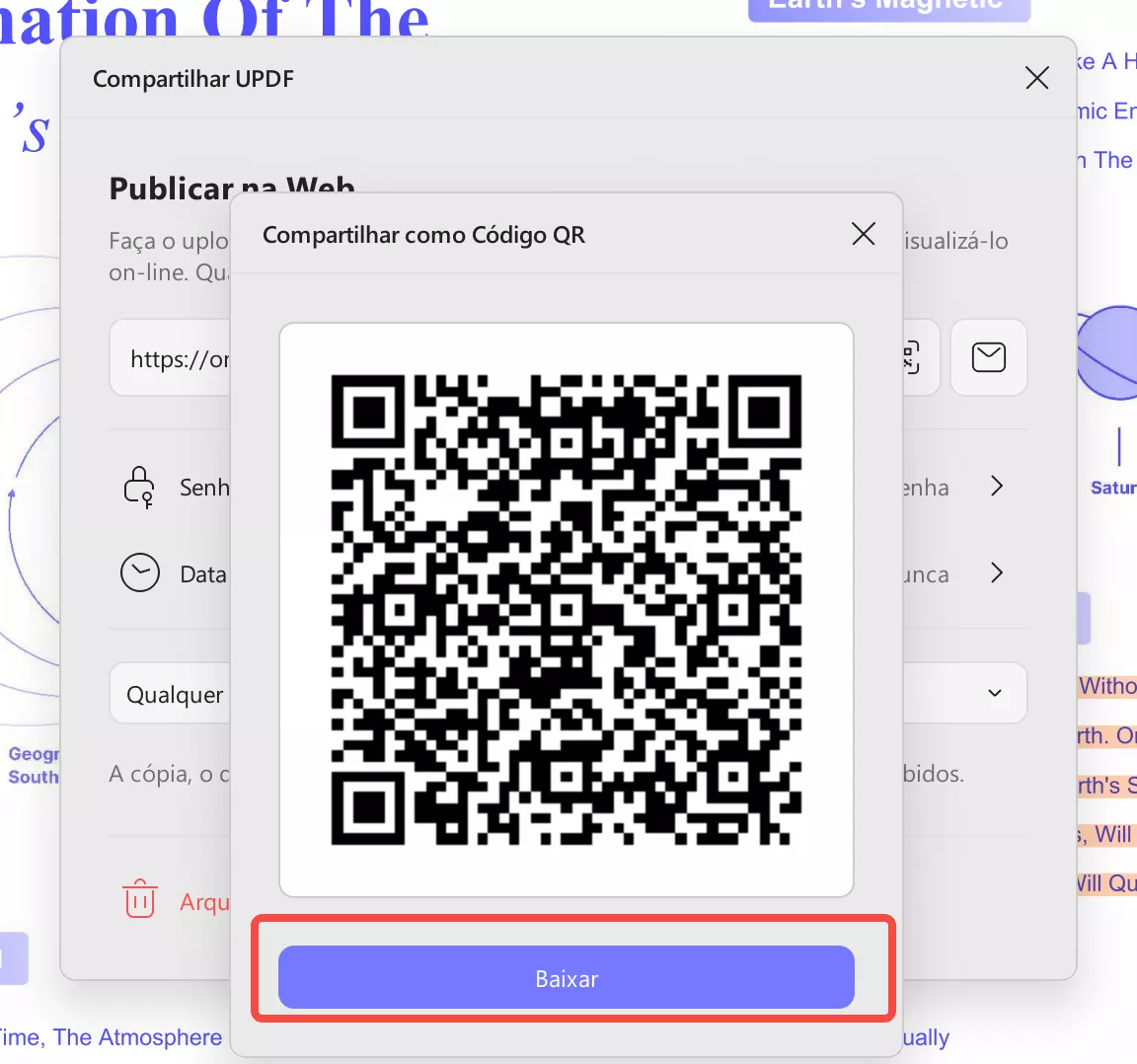 Compartilhar como Código QR
