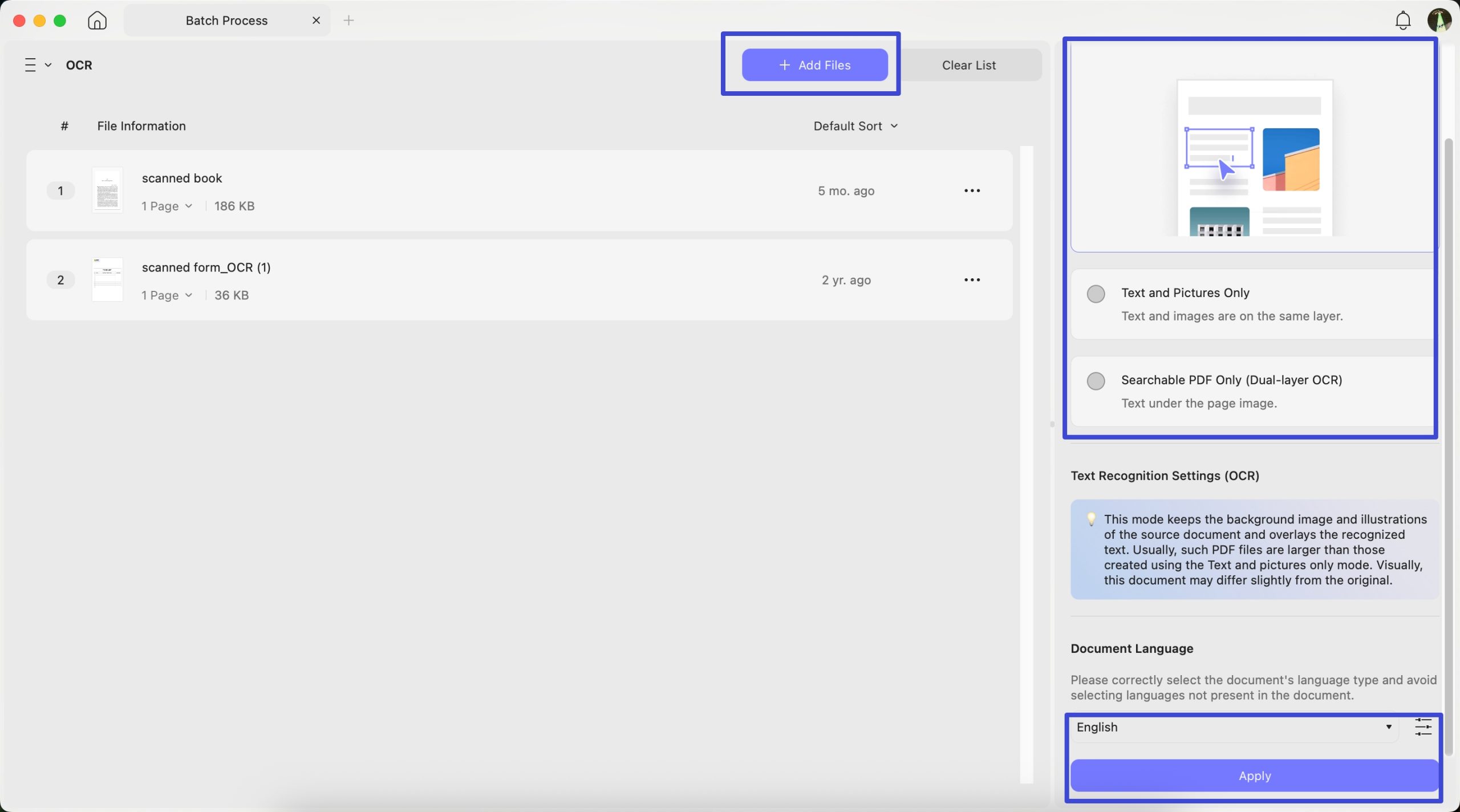 configure text recognition settings