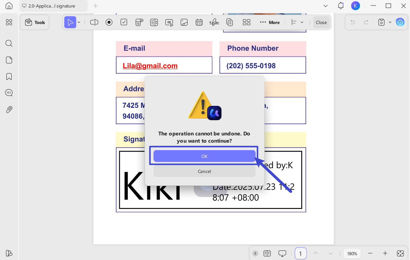 continue delete digital signature