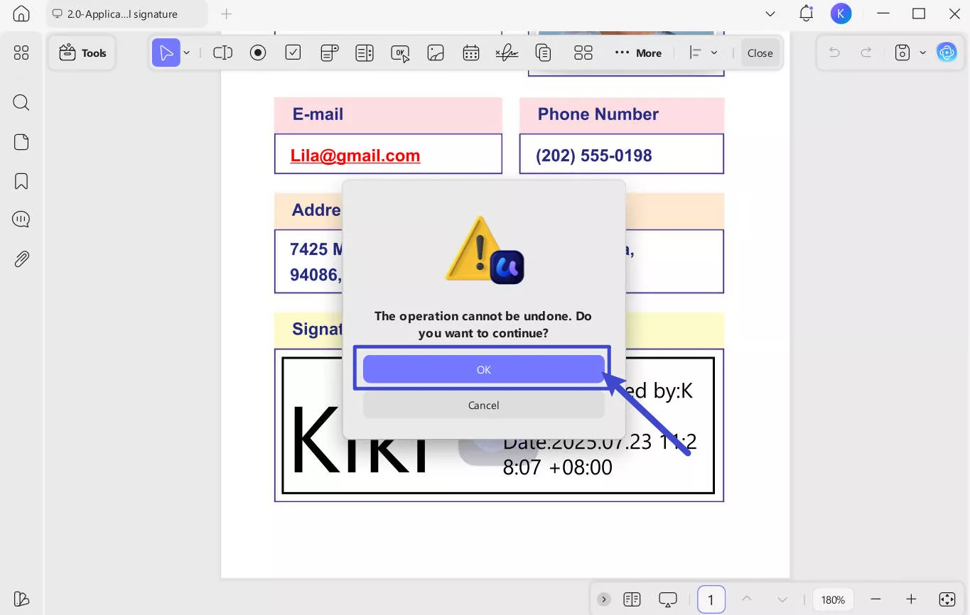 continue delete digital signature