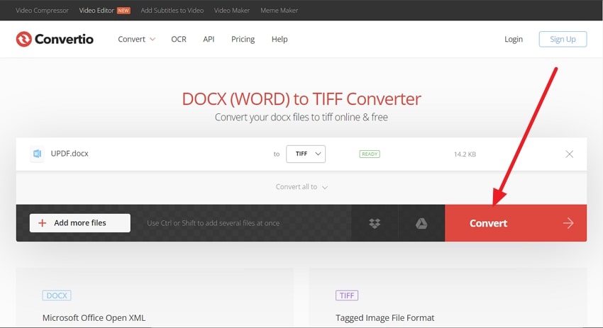 convert option to convert word to tiff in convertio