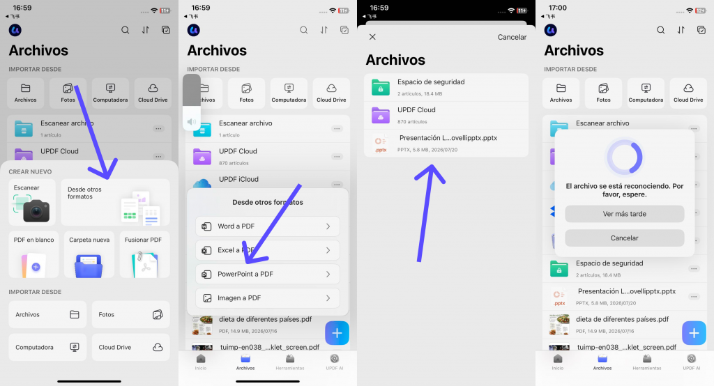 Convertir PPT a PDF con UPDF en ios