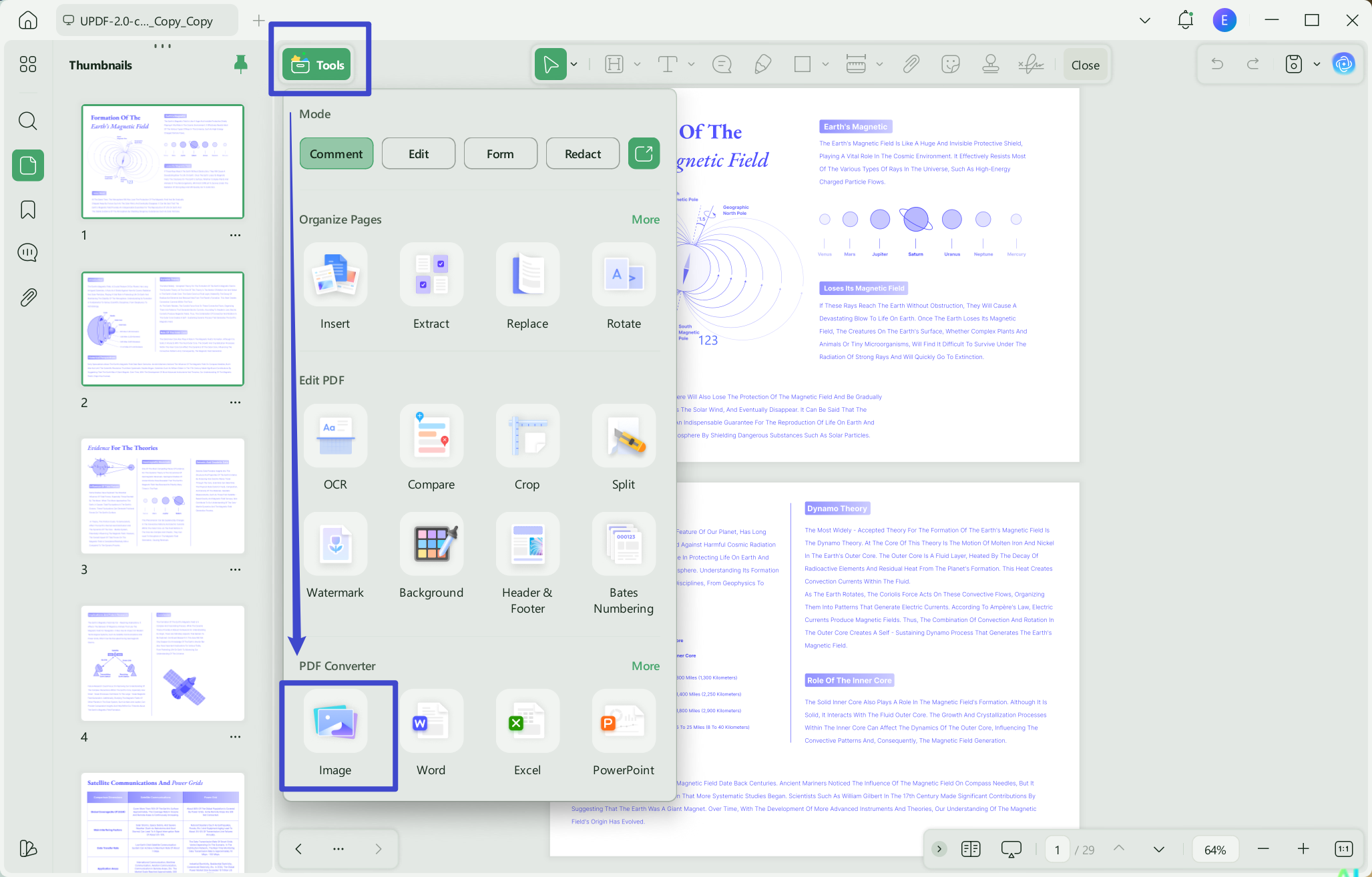 Export pdf to image on Windows via UPDF