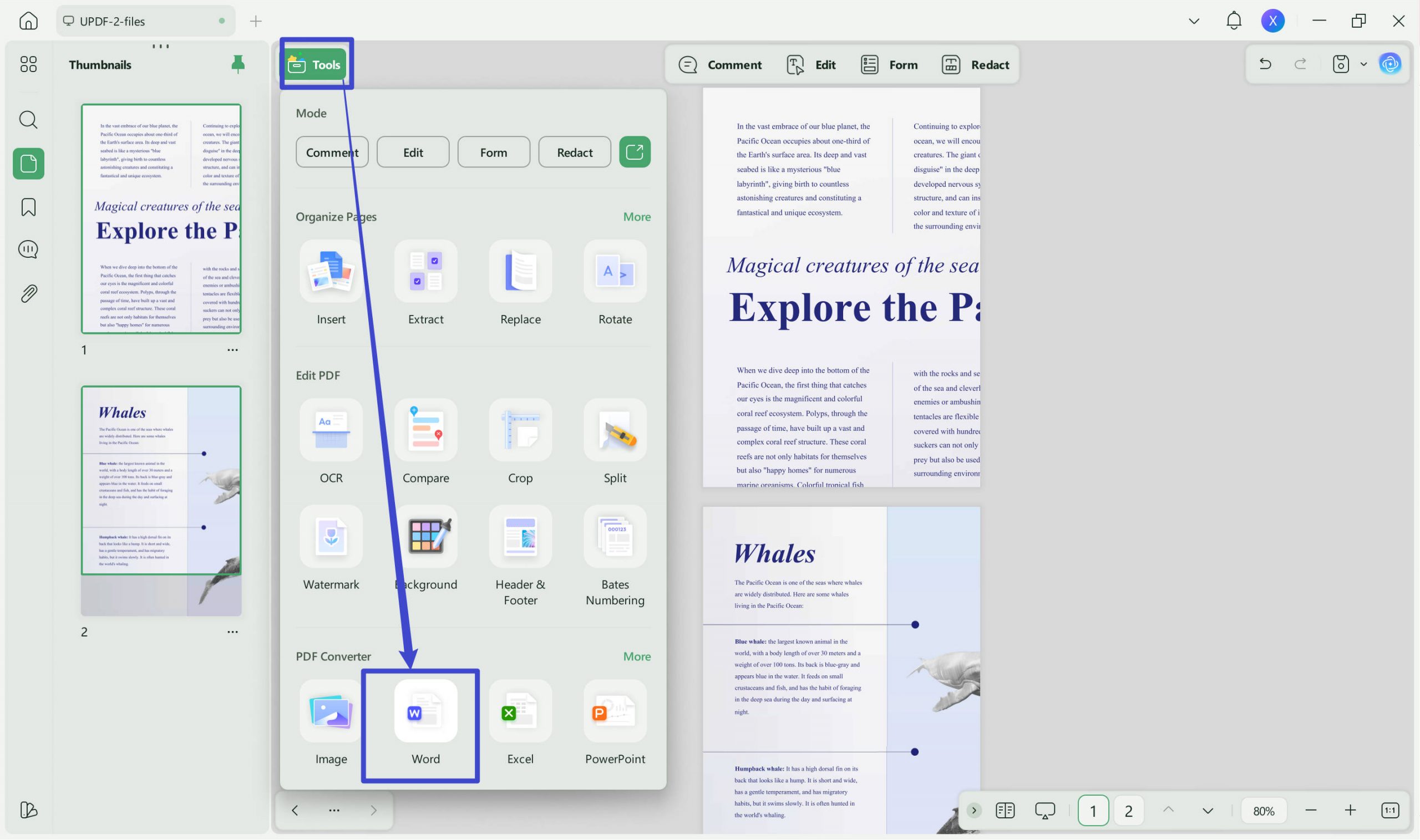 Export PDF to word on Windows to convert Visio to word in UPDF