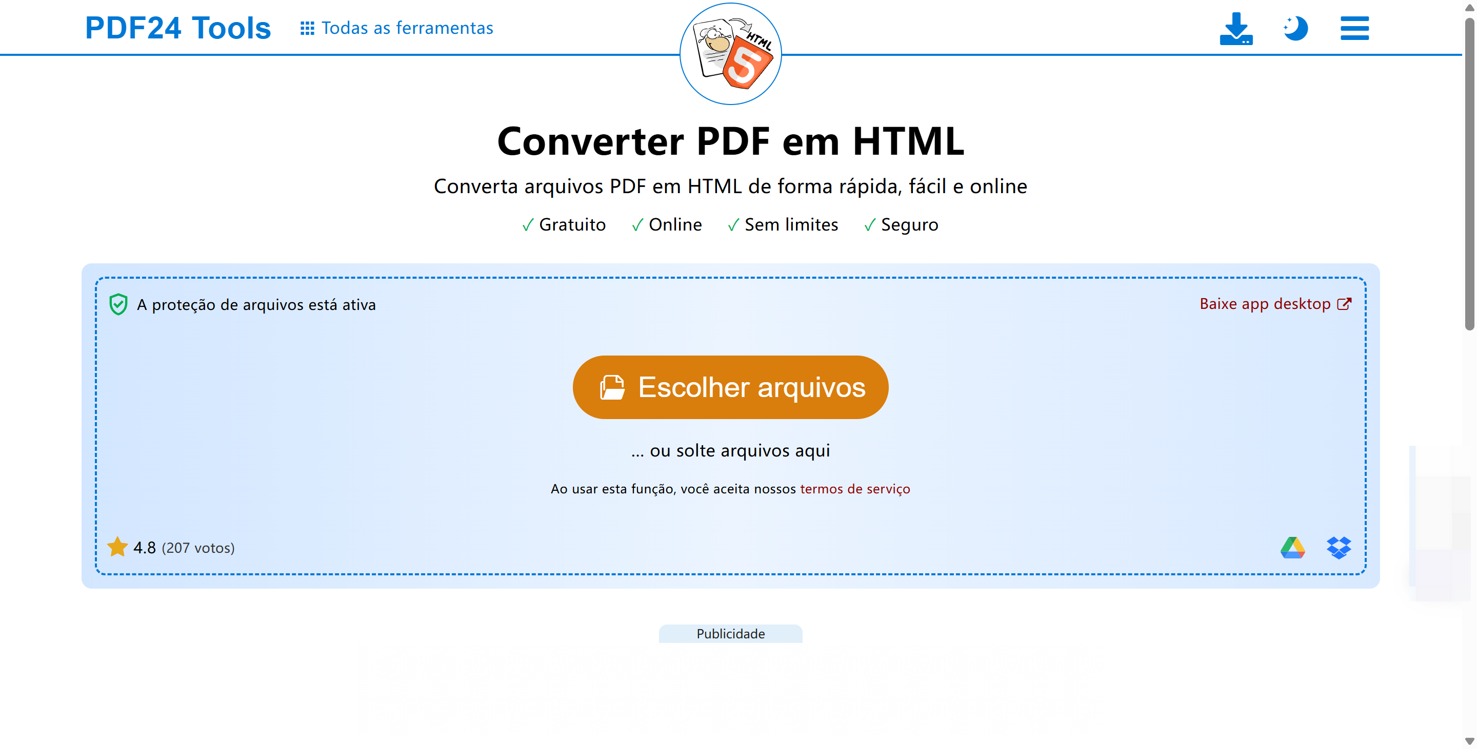 converter pdf em html com pdf24tools