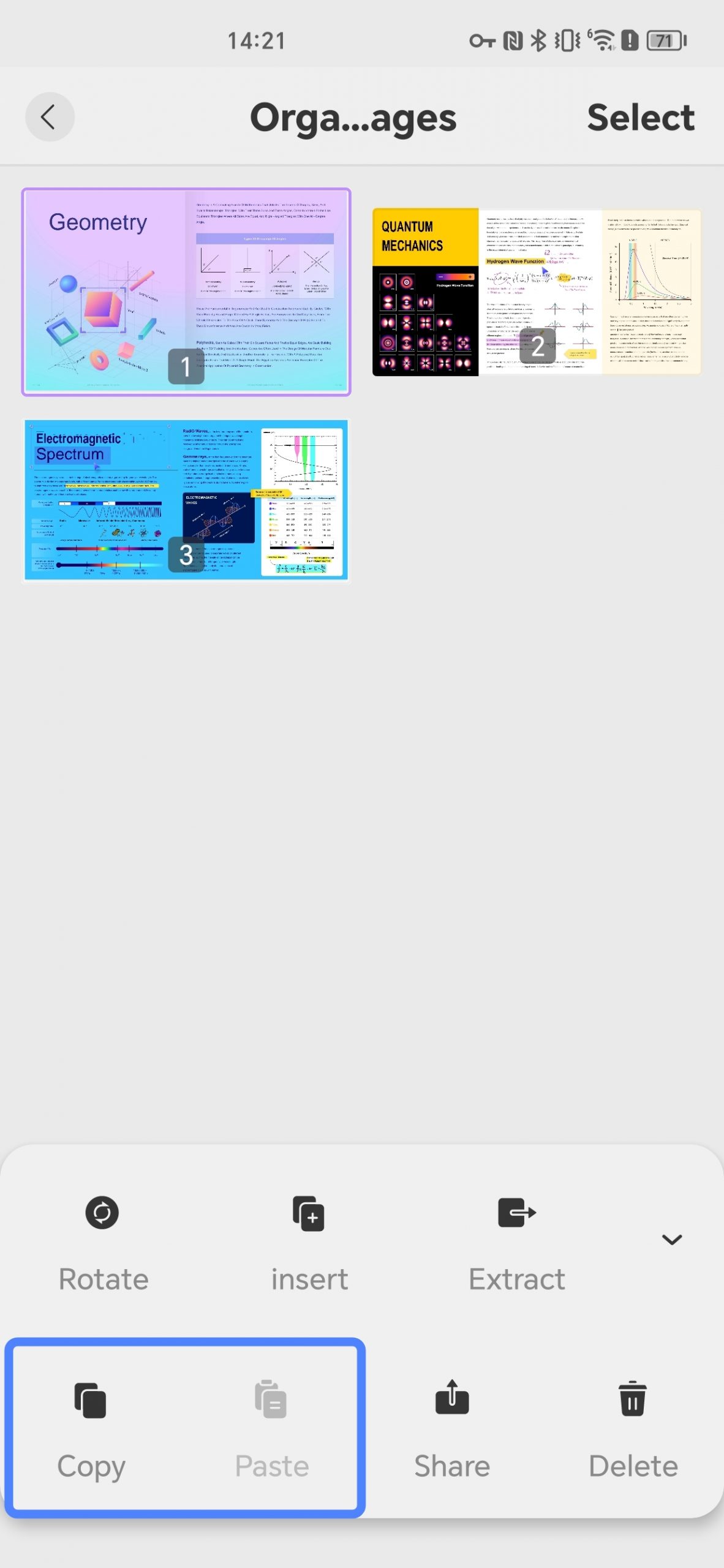 copy and paste pages android