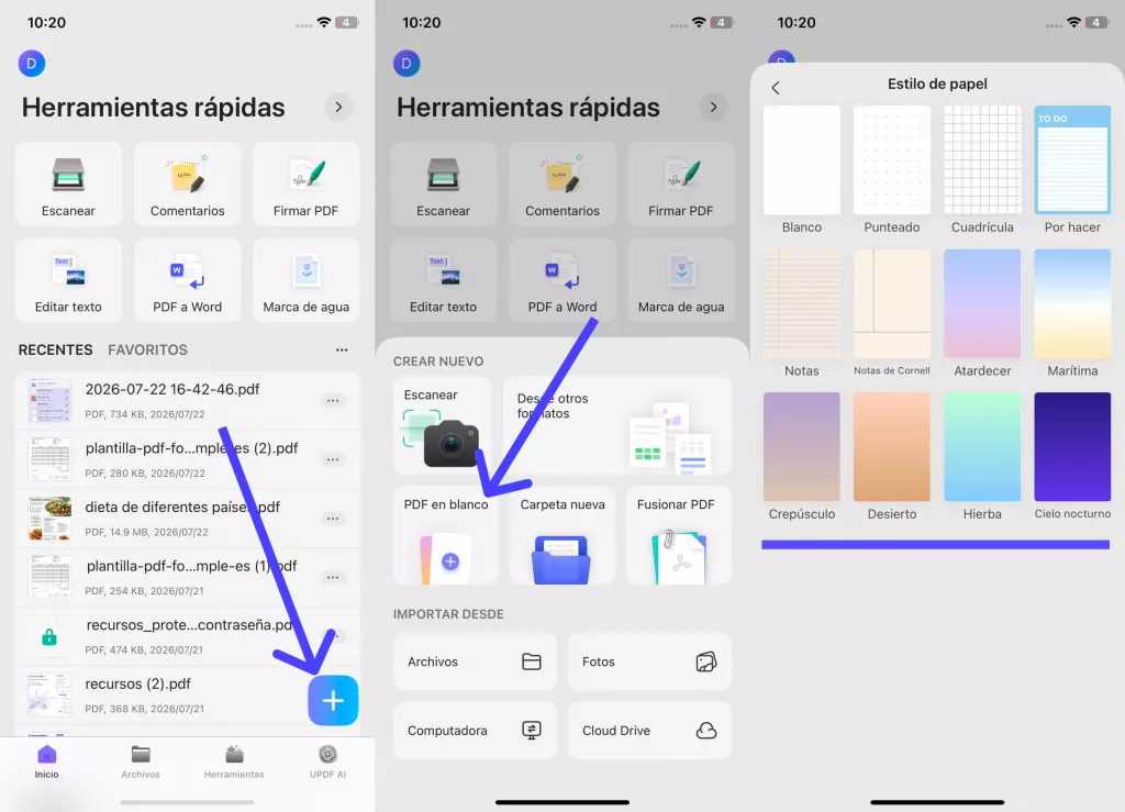 Crear un PDF en blanco con UPDF