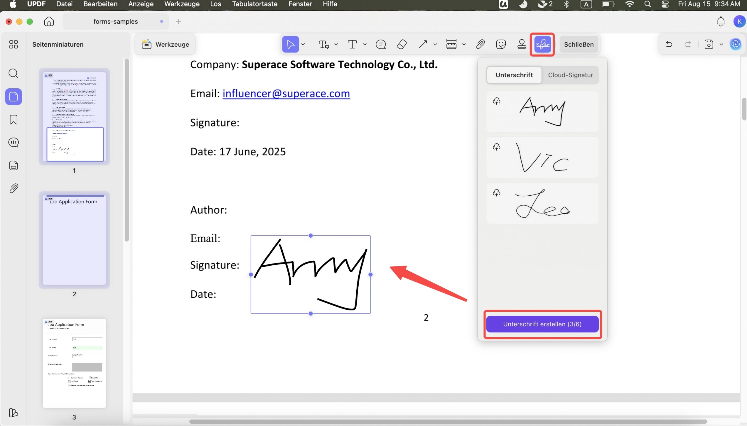 PDF Formular auf Mac ausfüllen mit UPDF