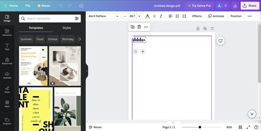 personalizar el documento subido en canva