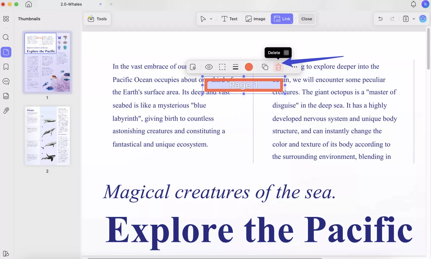 how to add link to pdf on mac delete link