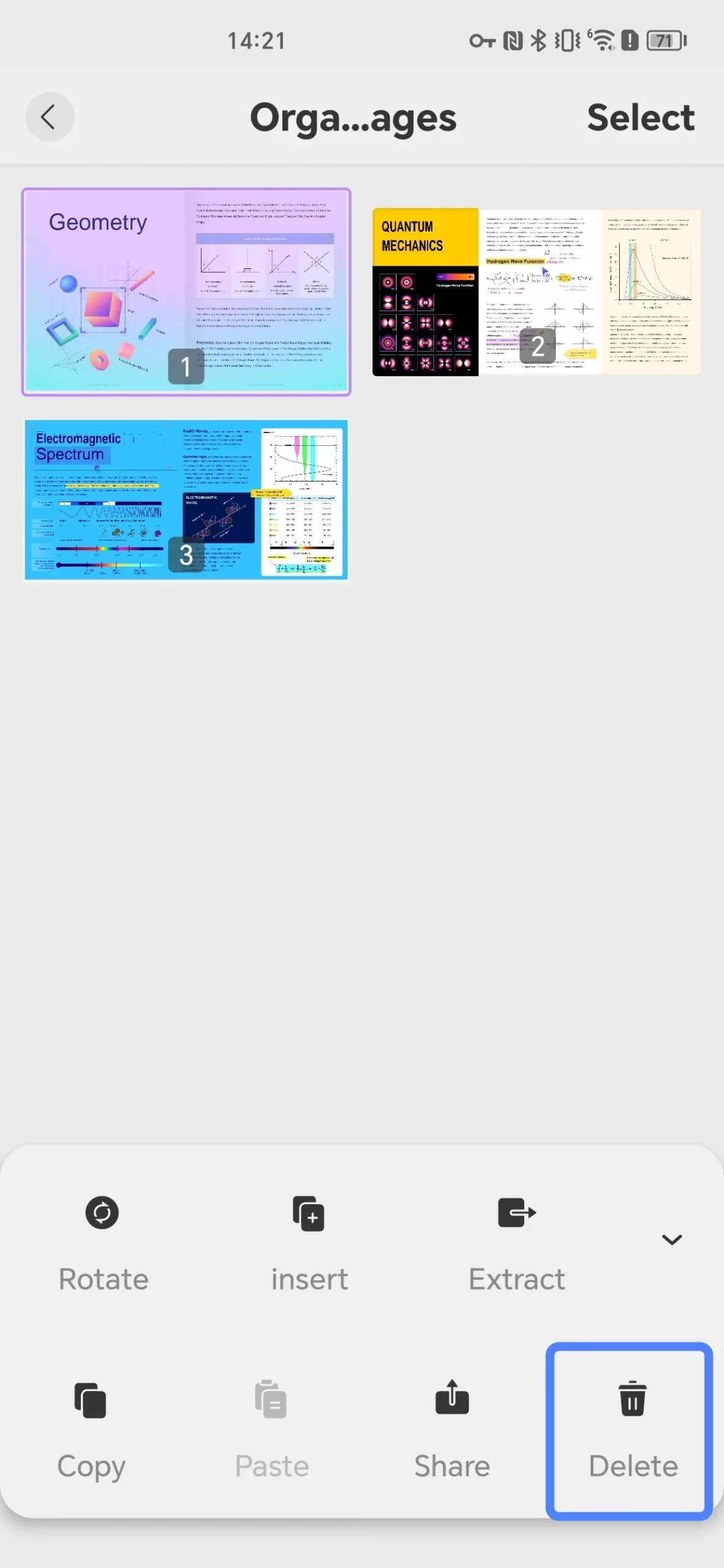 delete pages android