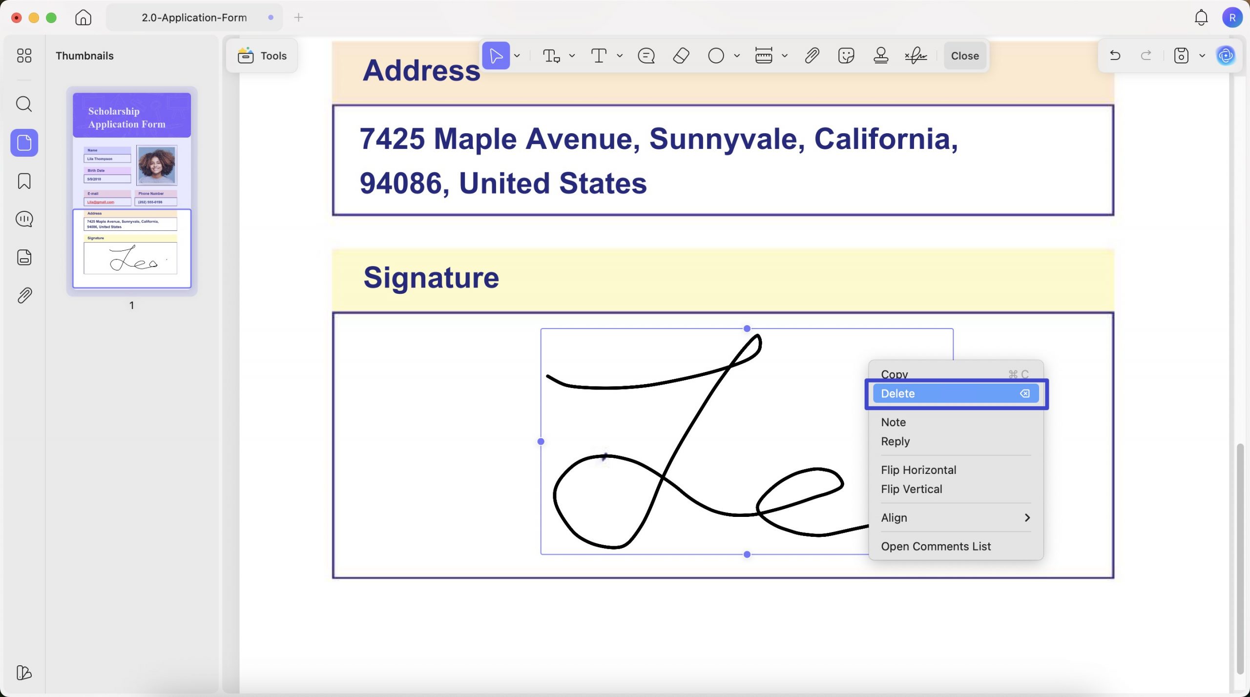 delete the signature 1 mac