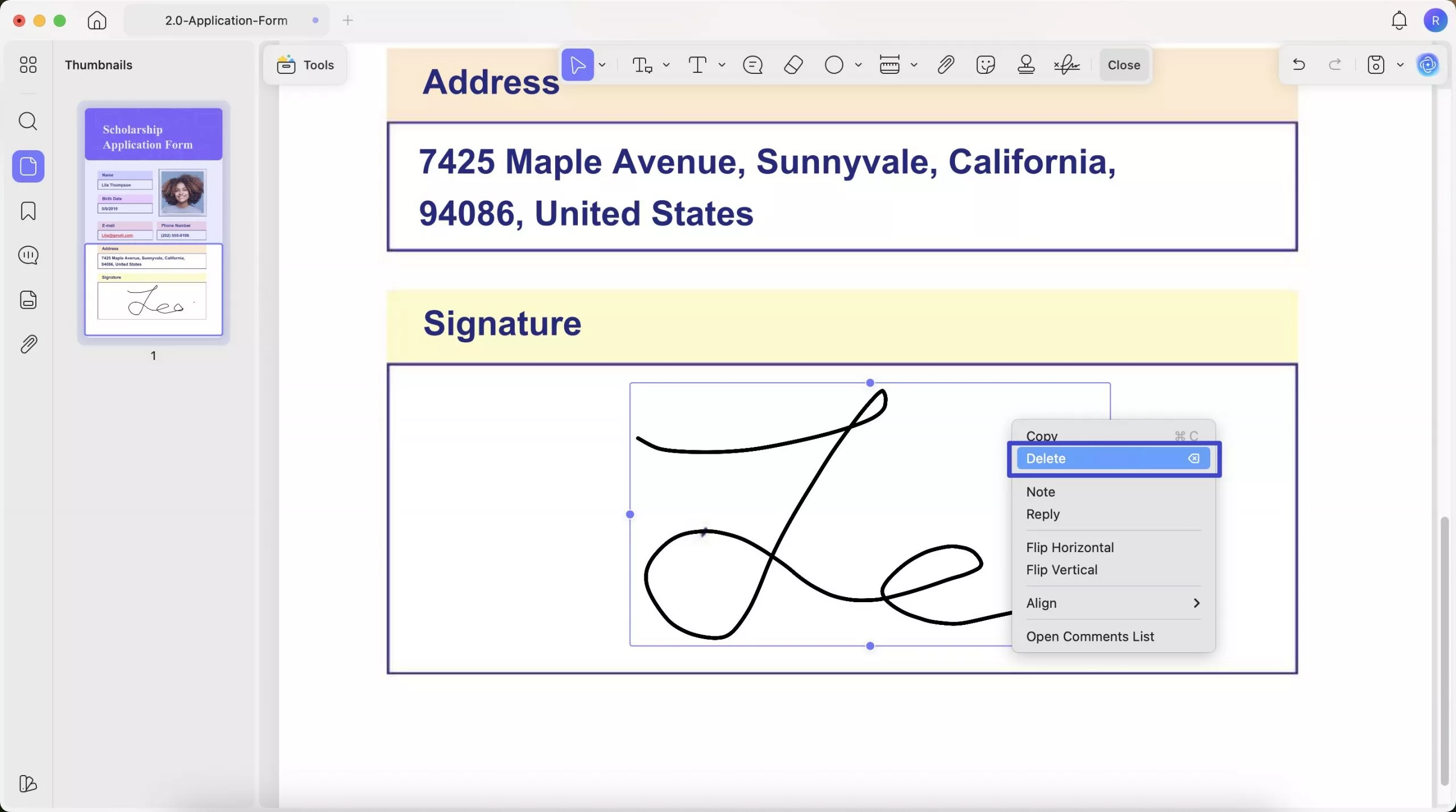 delete the signature 1 mac