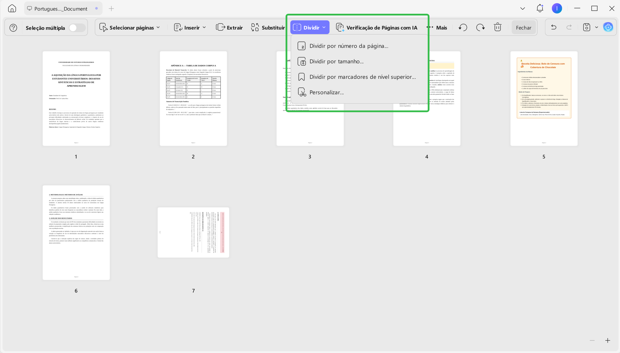 Dividir arquivos PDF com UPDF