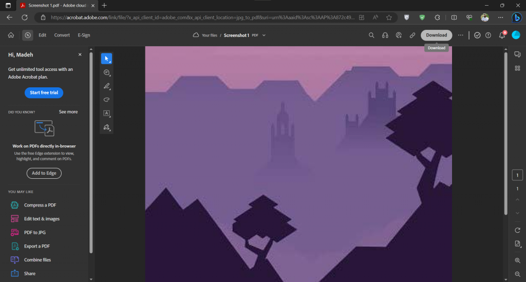 convertir png en pdf windows avec Adobe