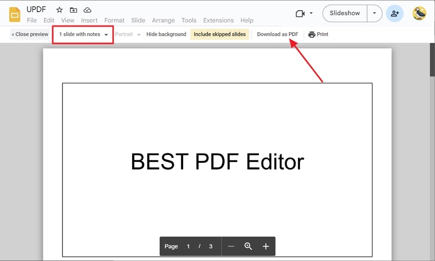 download presentation with speaker notes in google slides