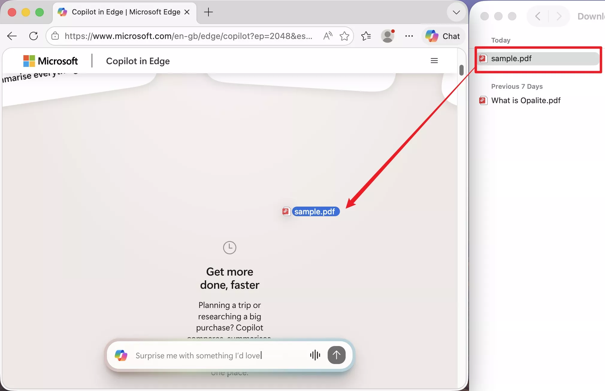 drag and drop pdf into edge