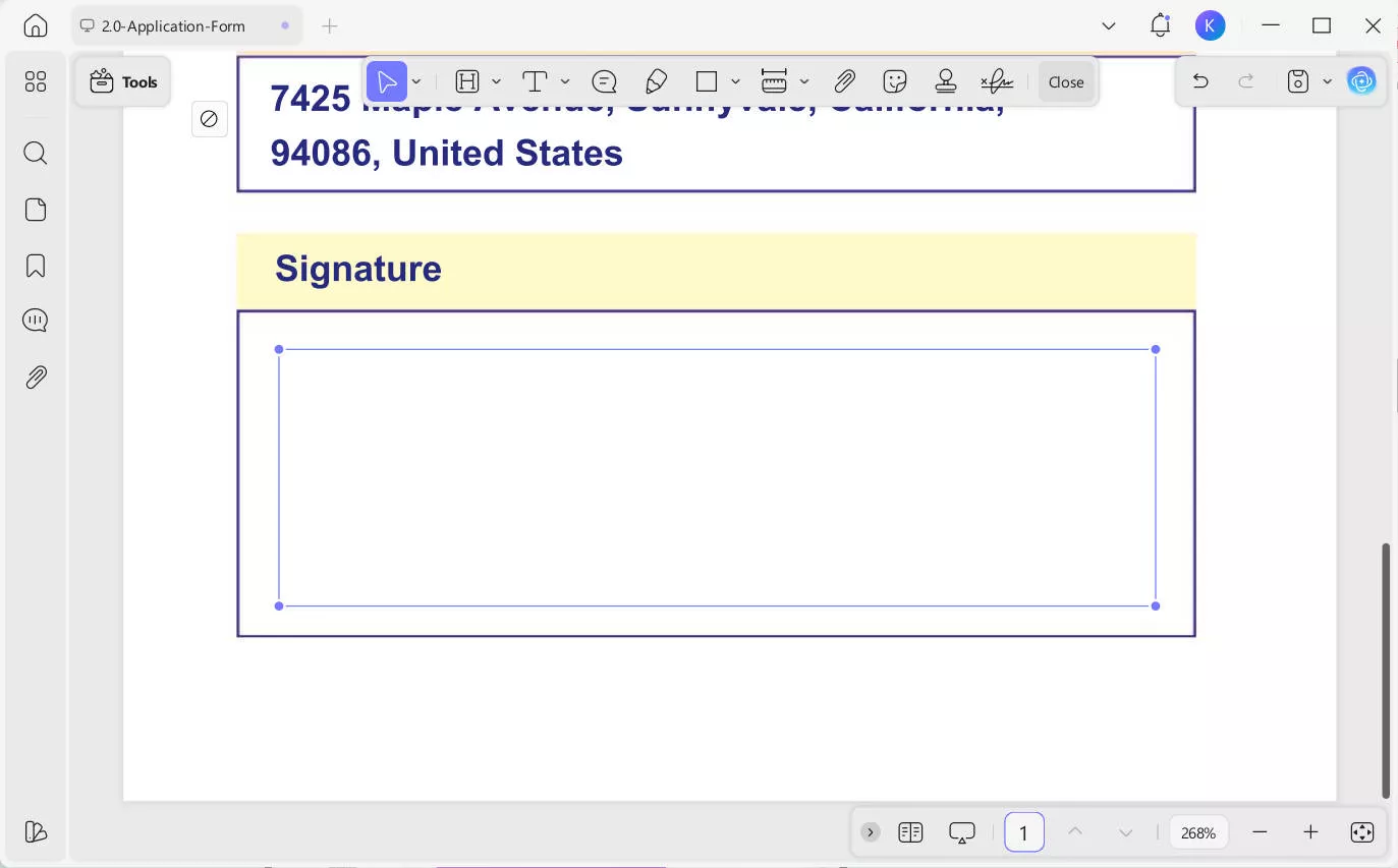 drag to cover the signature