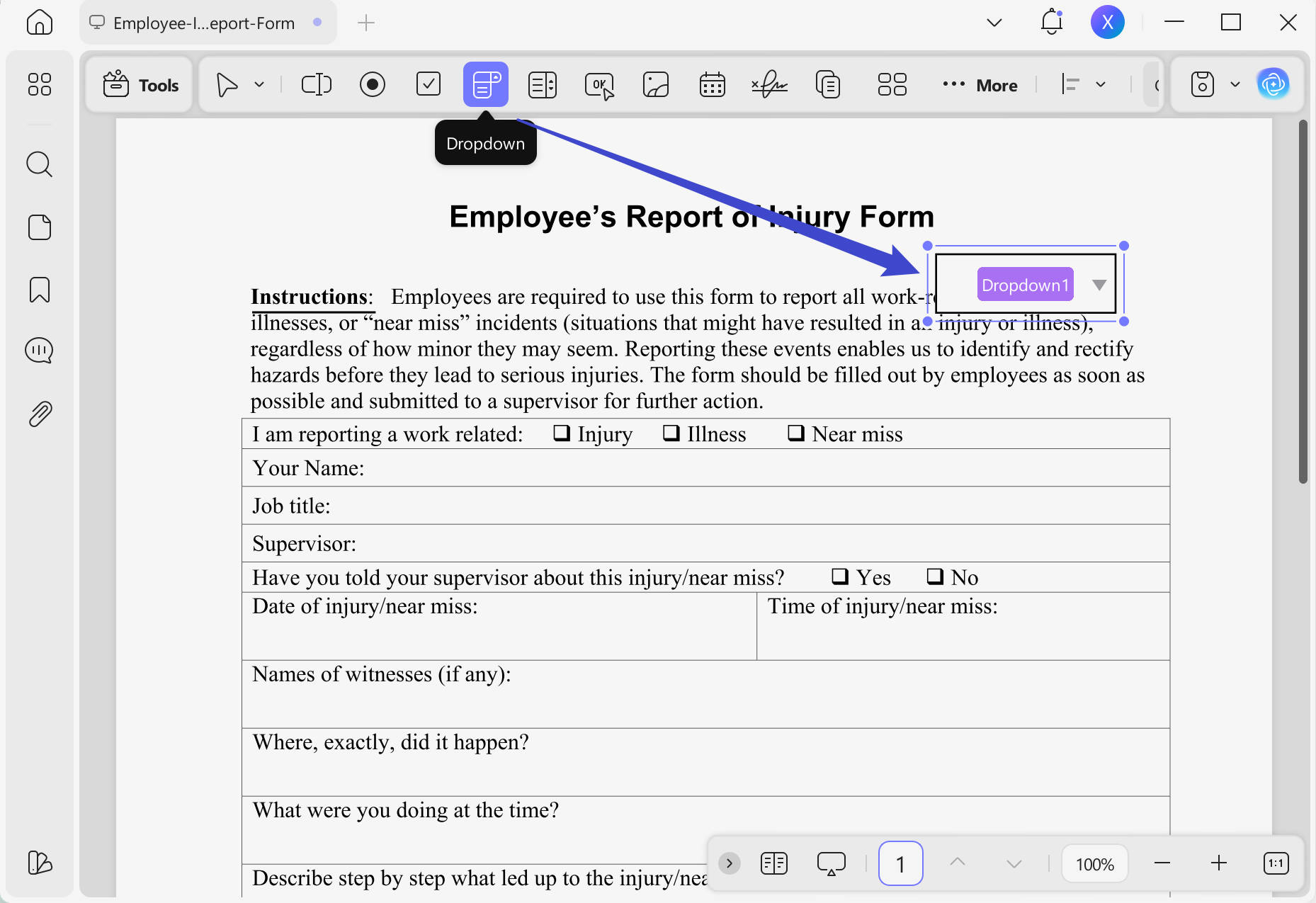 add a dropdown updf