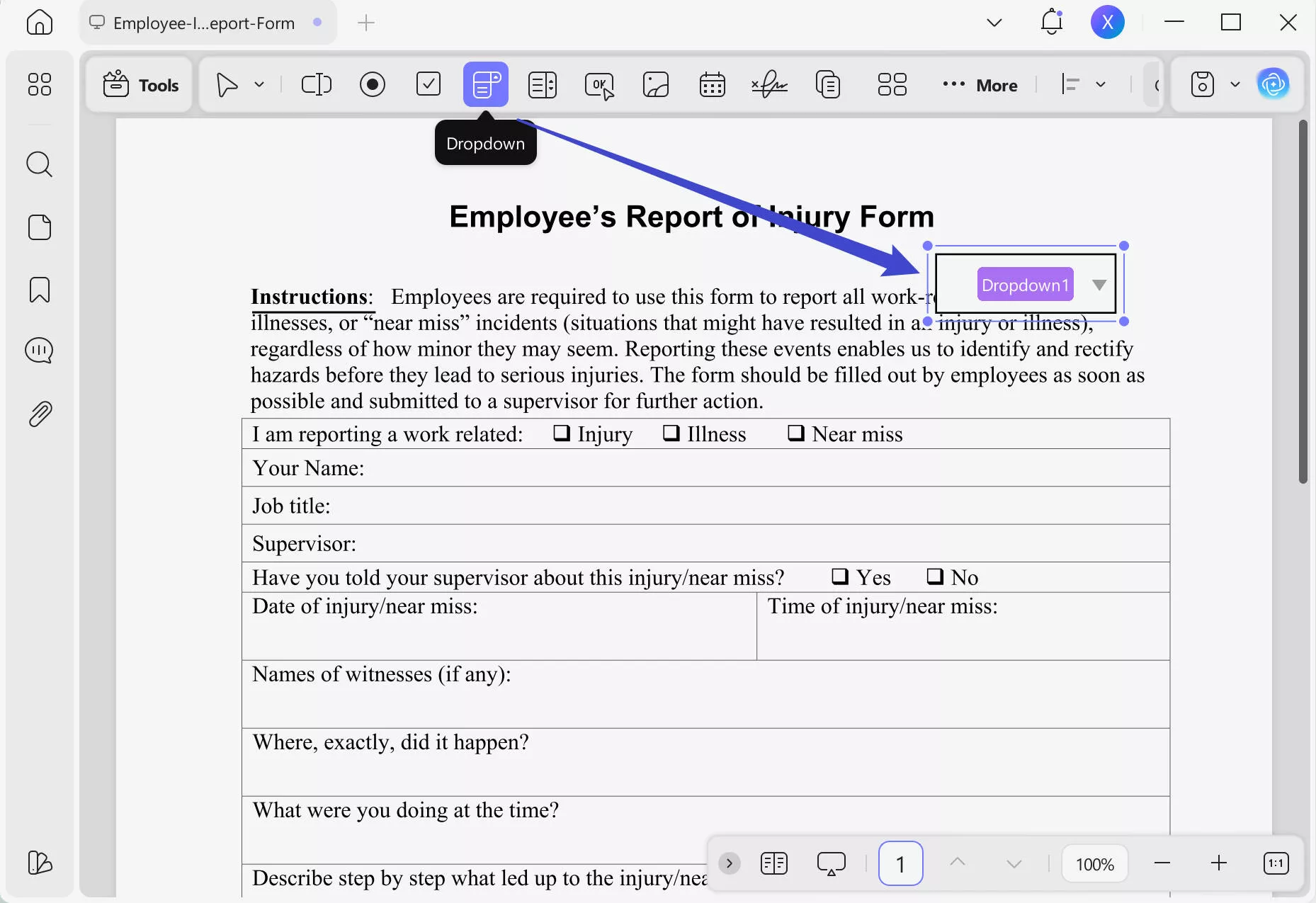 add a dropdown updf