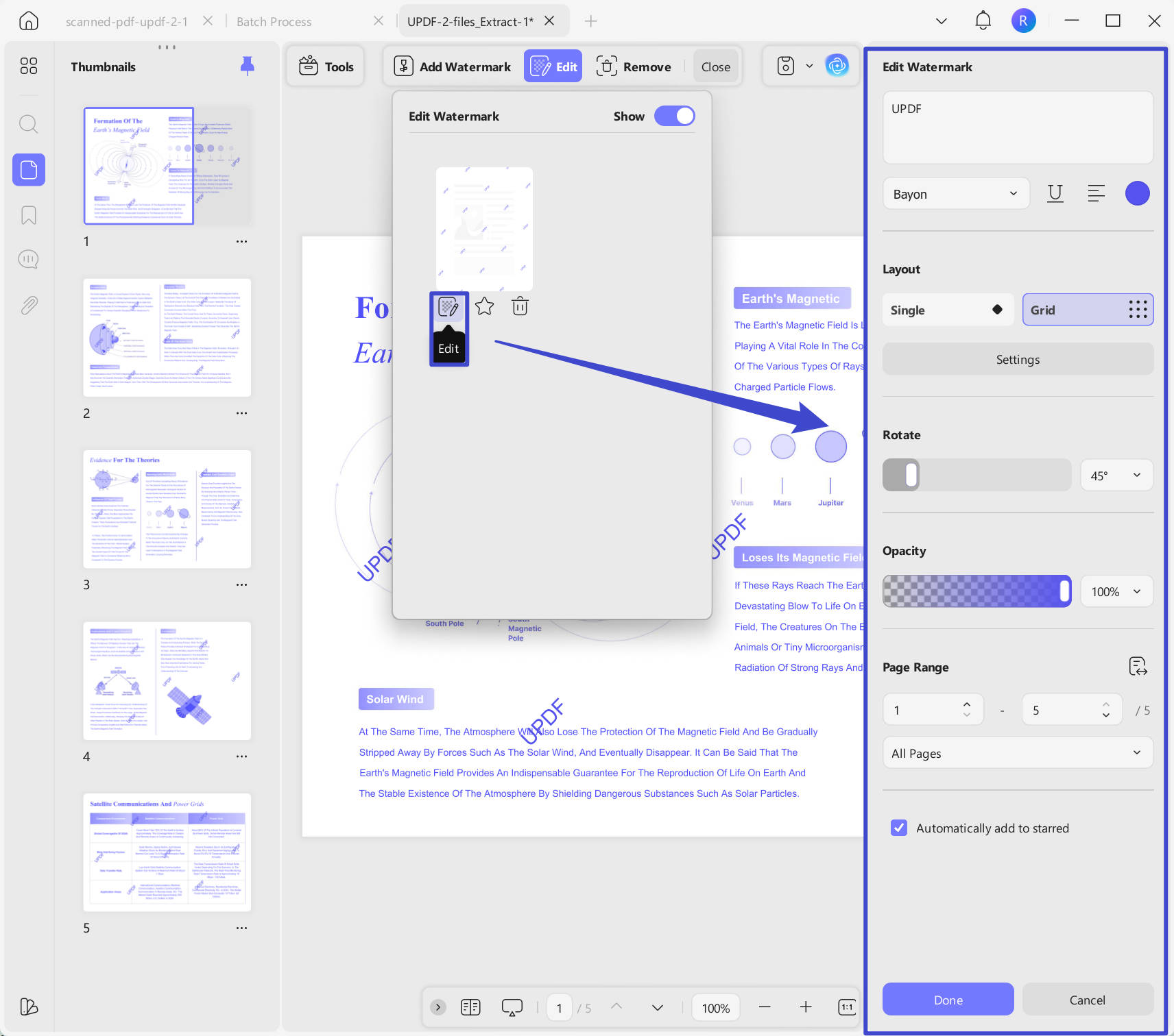 edit the pdf watermark detail with updf on windows