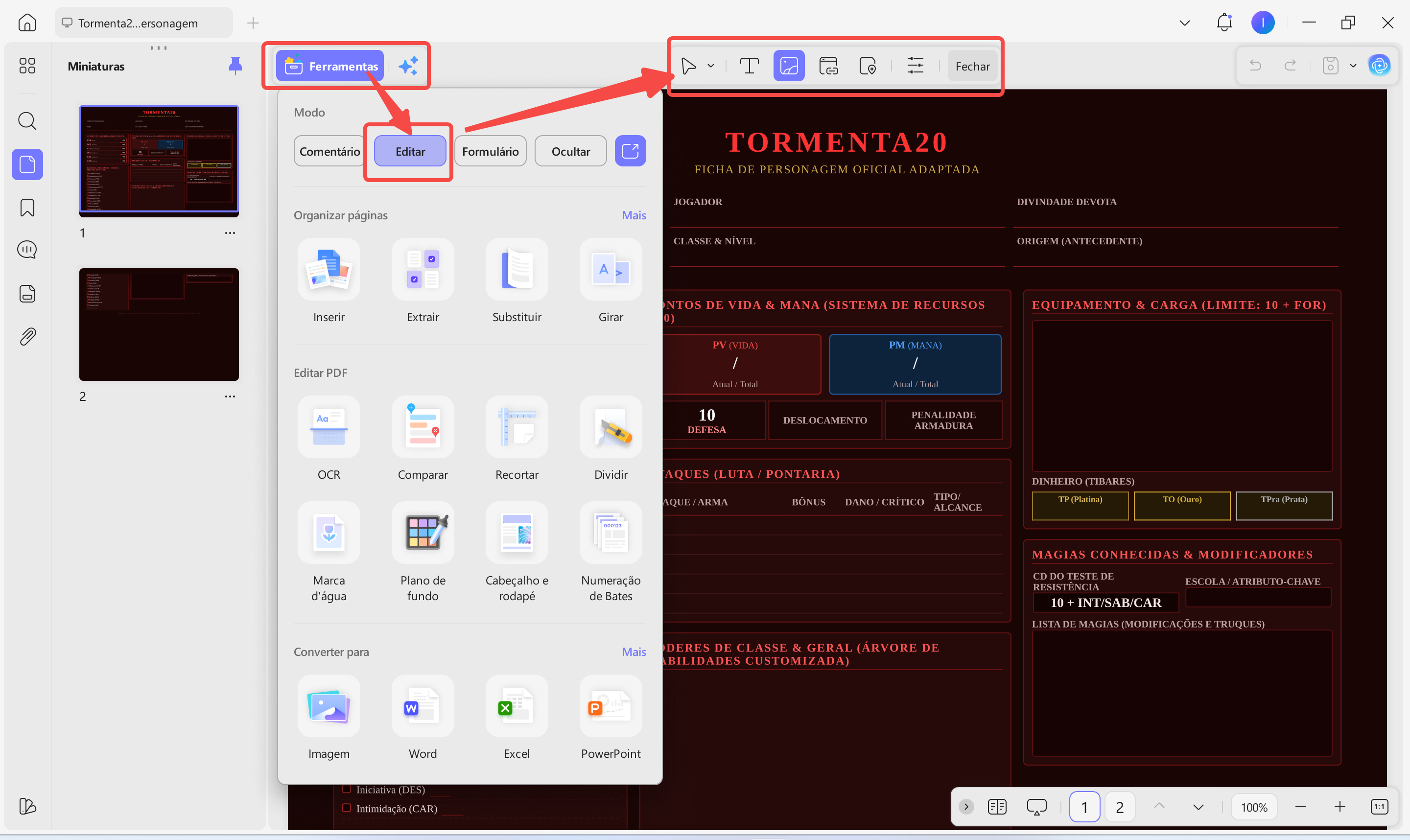 editar pdfs no updf