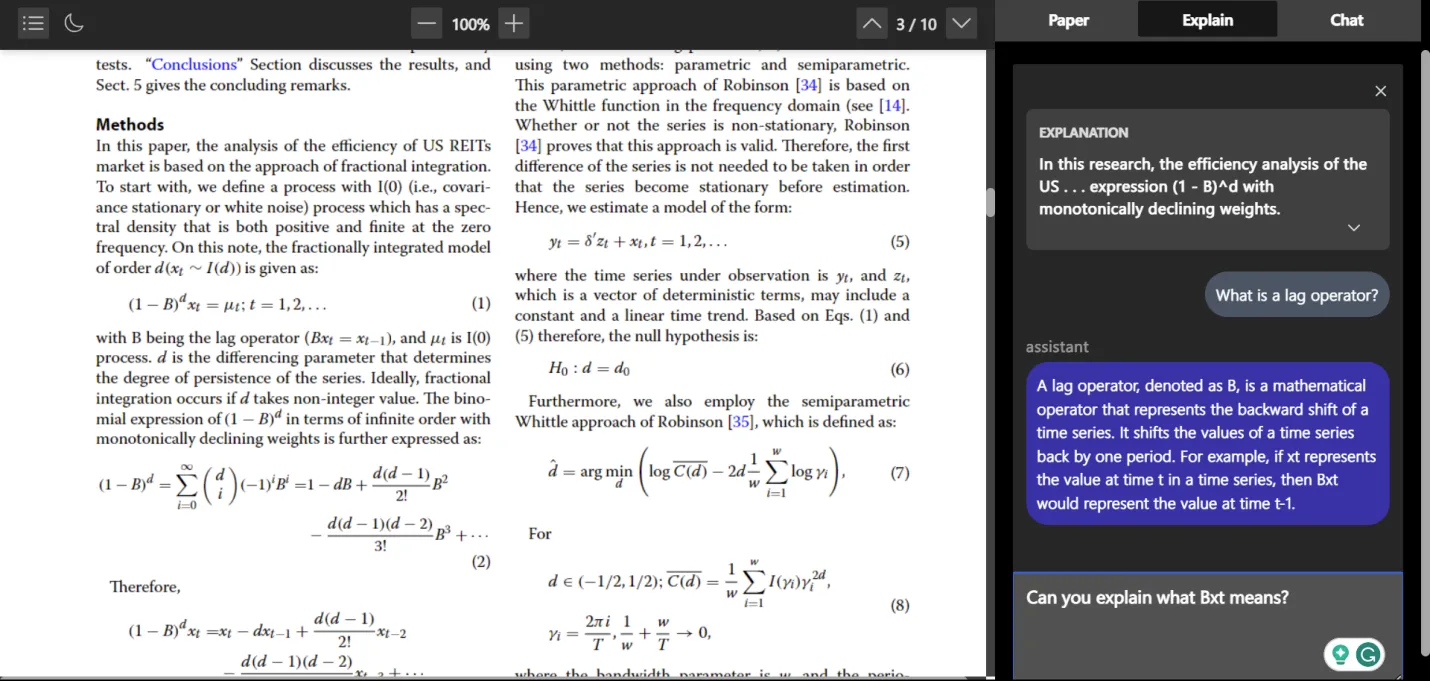 explainpaper explain tab