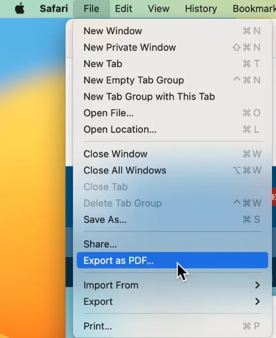 save as pdf on mac export as pdf in safari