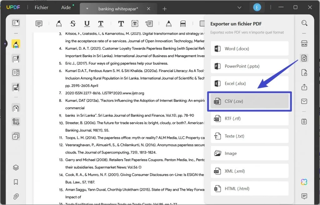 transformer excel en csv