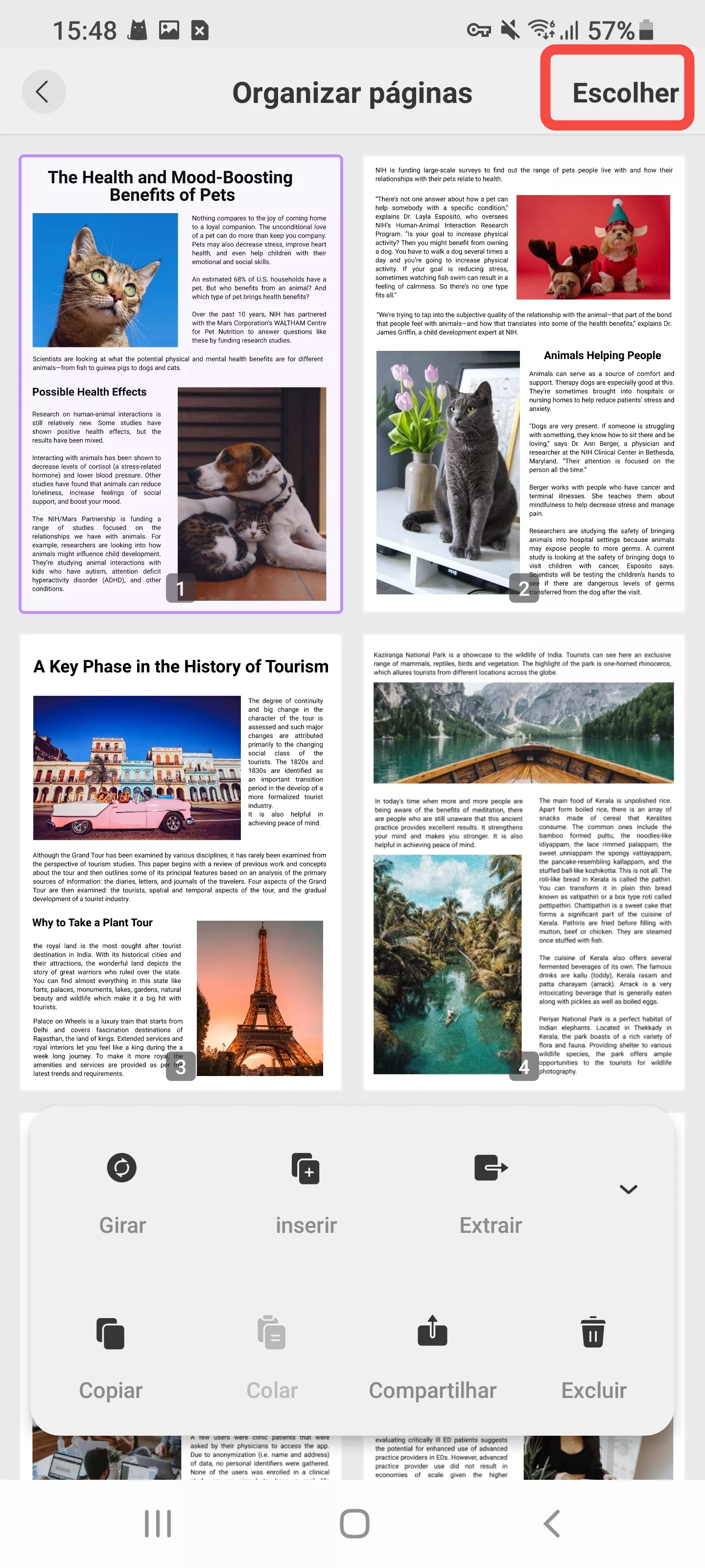 extrair várias páginas