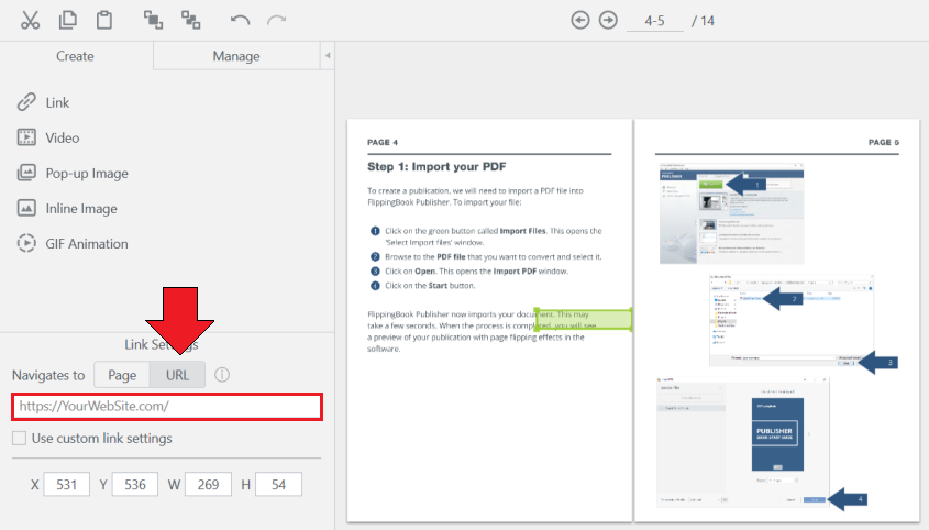 Inserire il link con FlippingBook