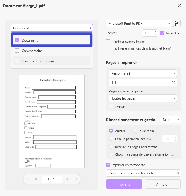 imprimer pdf