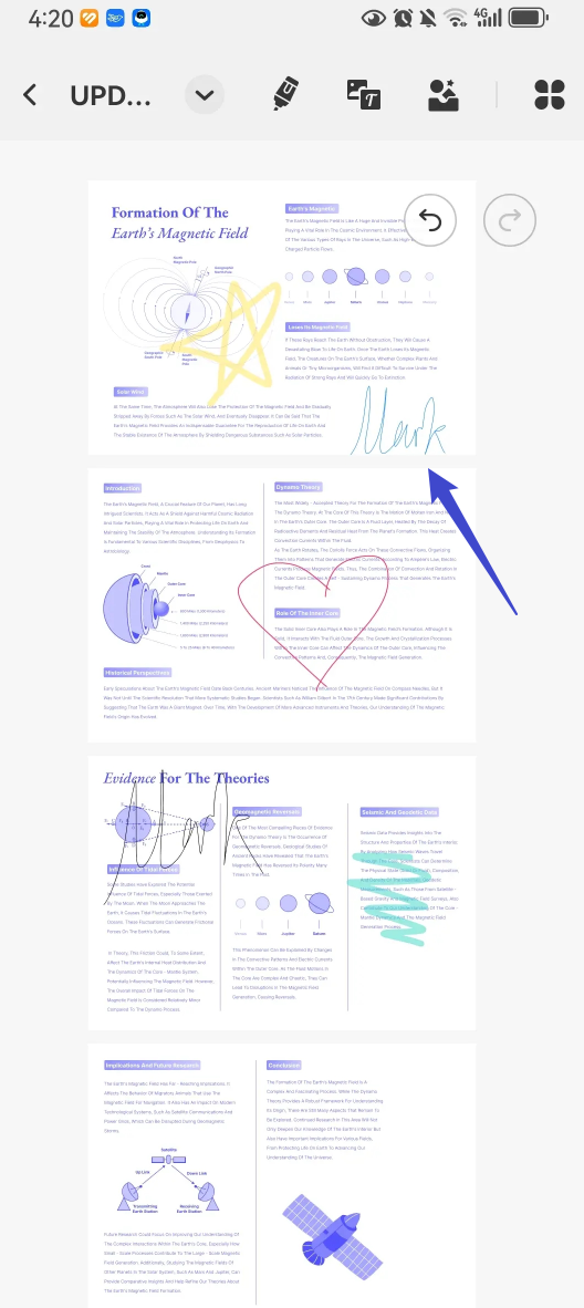 sign the pdf via pencil with updf for android