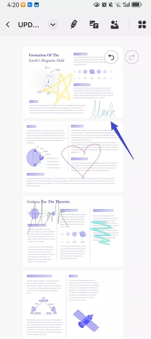 sign the pdf via pencil with updf for android