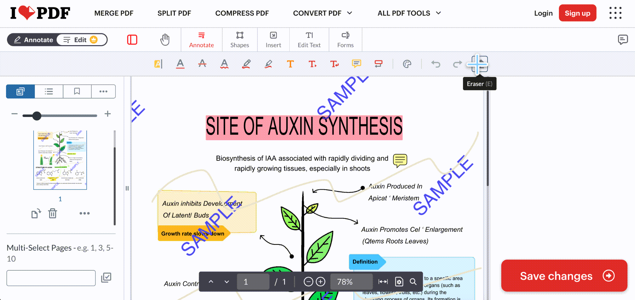 ilovepdf eraser can not strip others highlights
