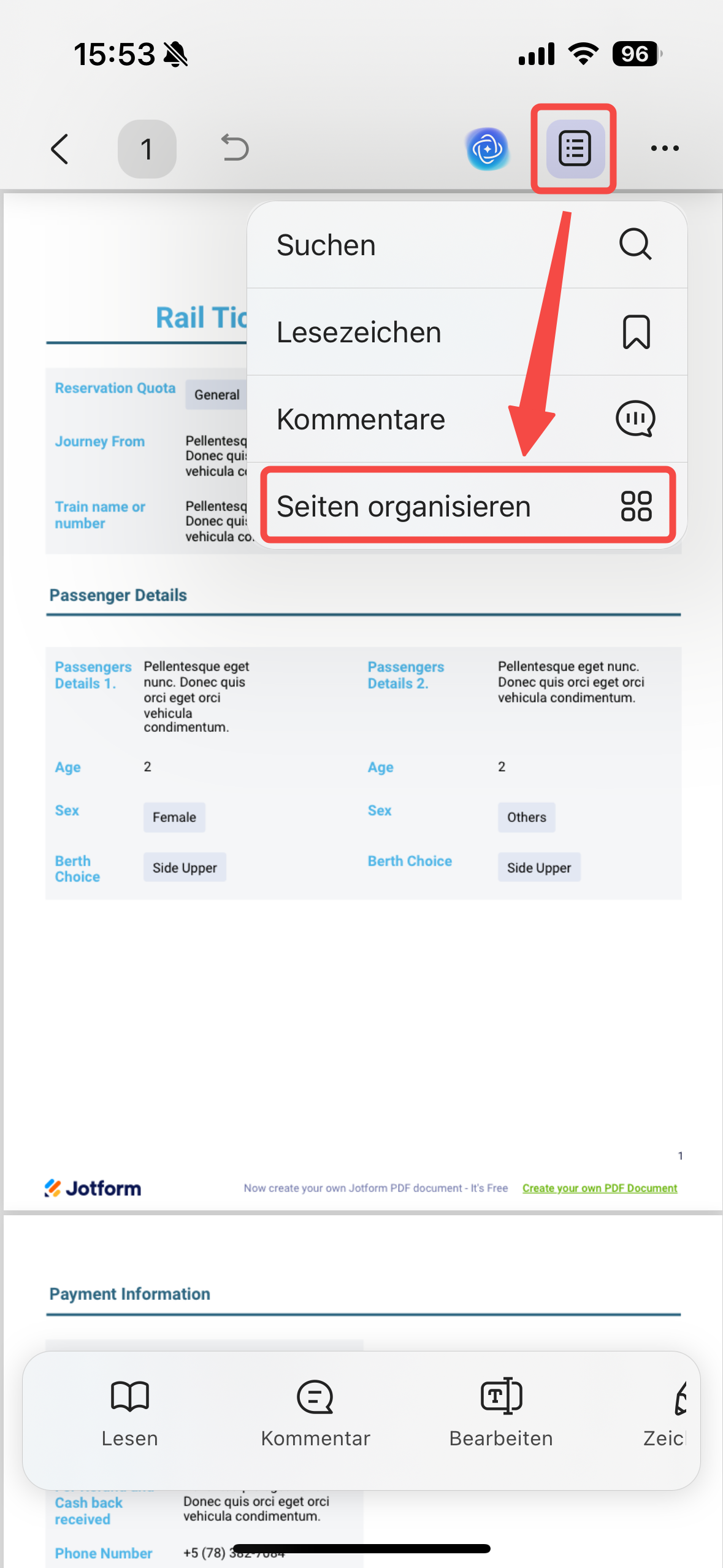 PDF aufteilen auf dem iPhone mit UPDF
