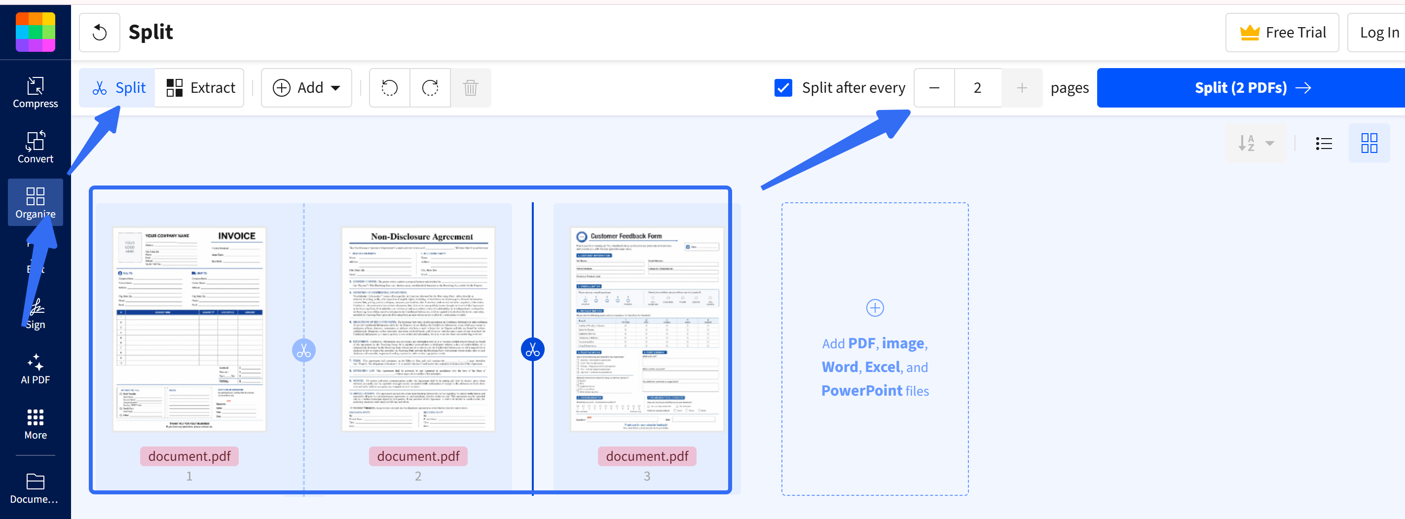 split pdf pages smallpdf