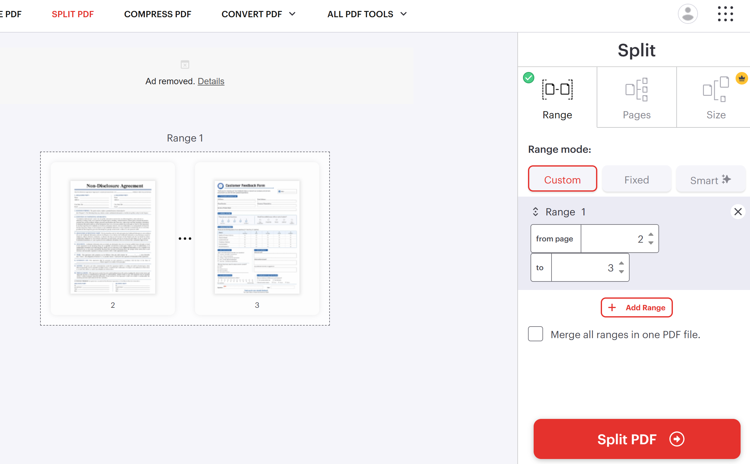 split pdf pages ilovepdf