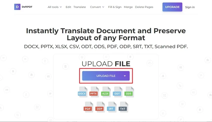 استيراد ملف pdf الفرنسي في deftpdf