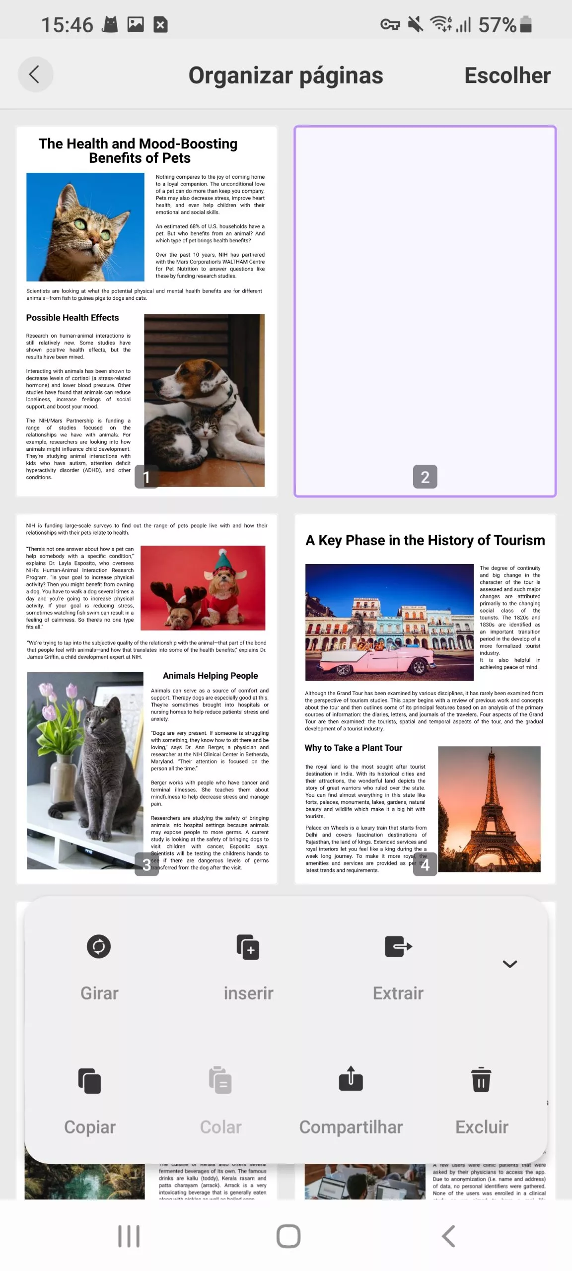 inserir página em branco no android