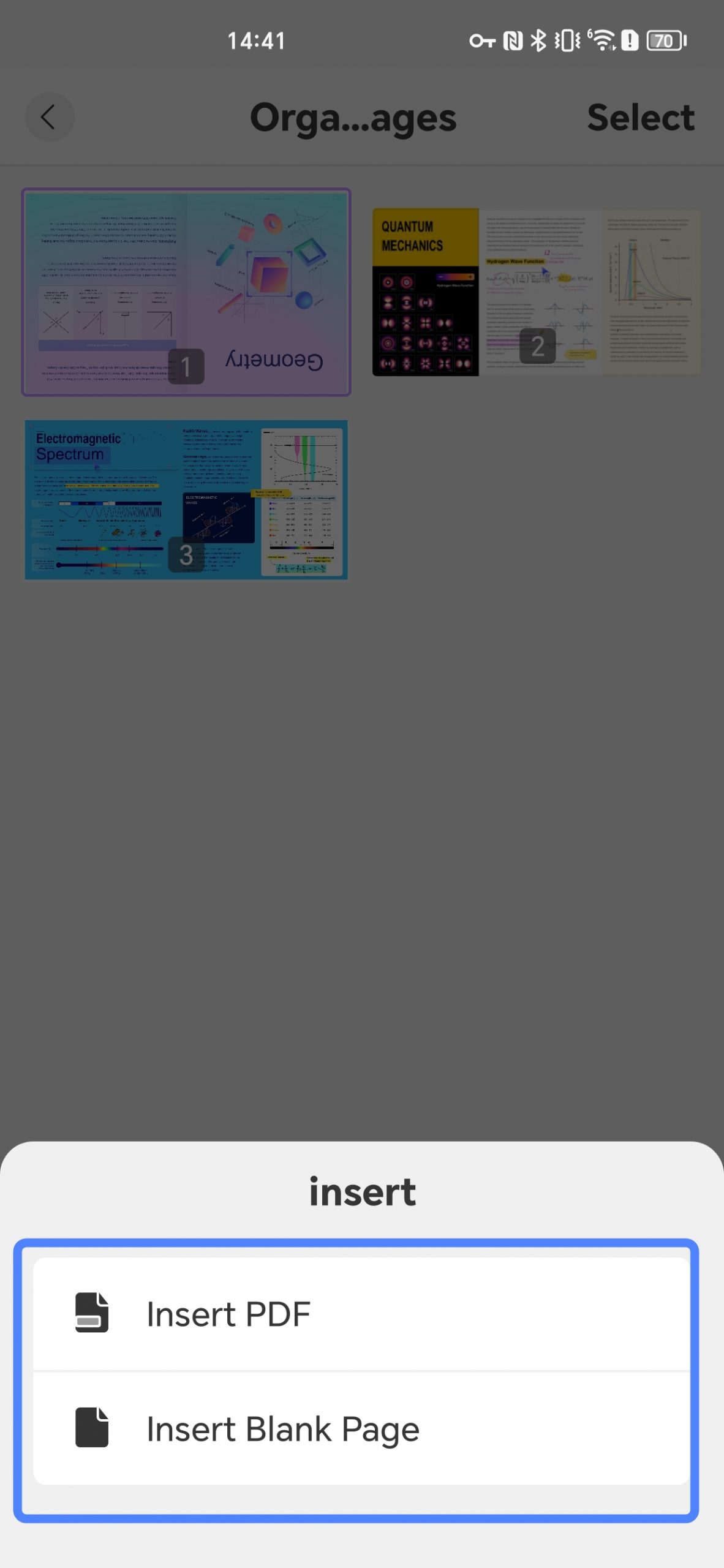 insert different pages android