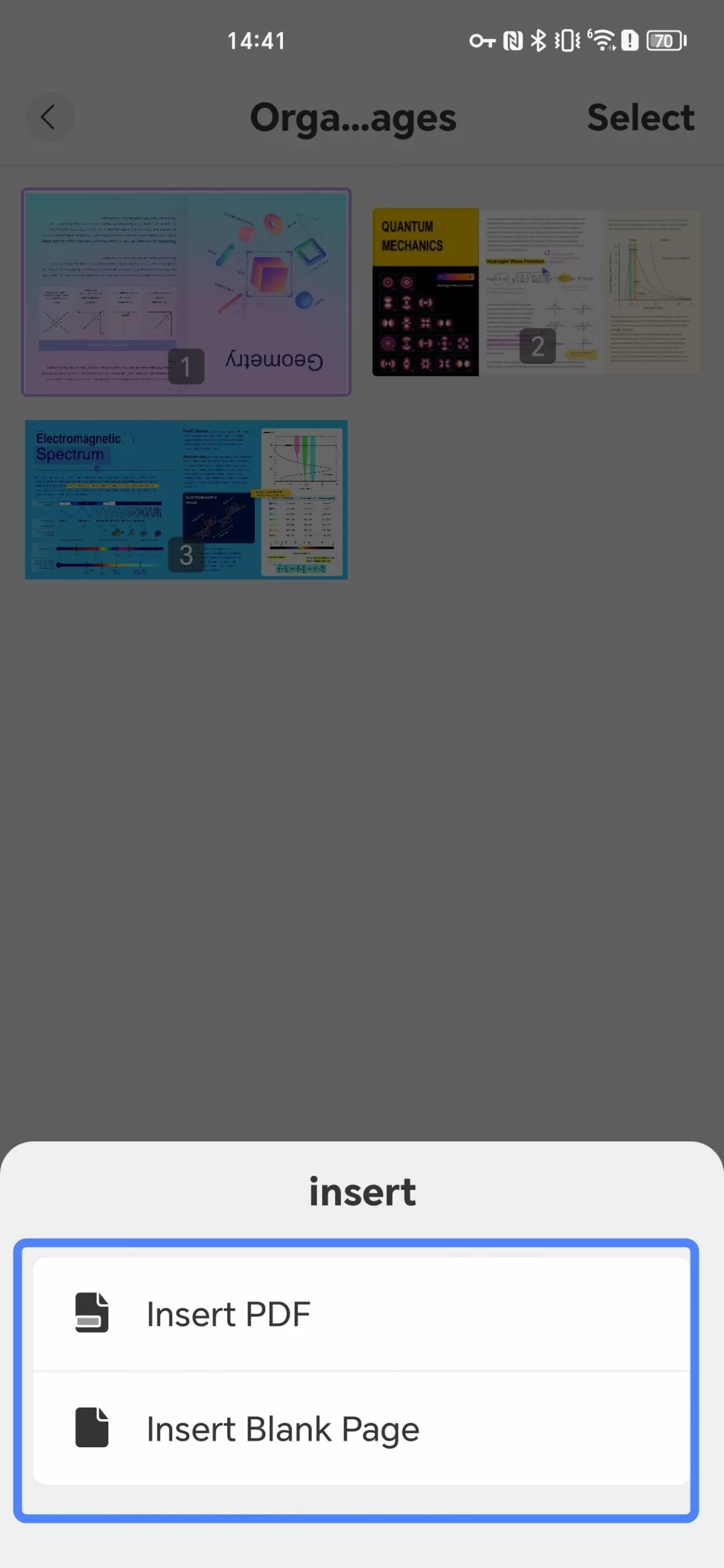 insert different pages android