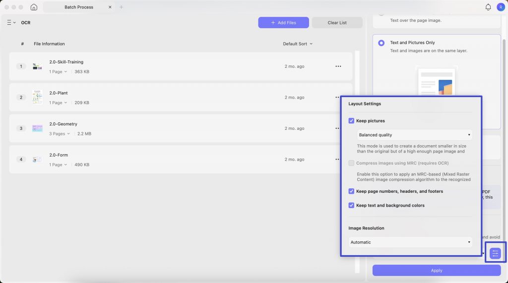 layout settings mac