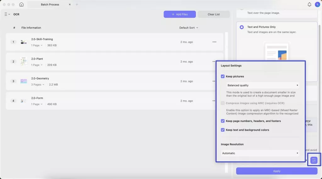 layout settings mac