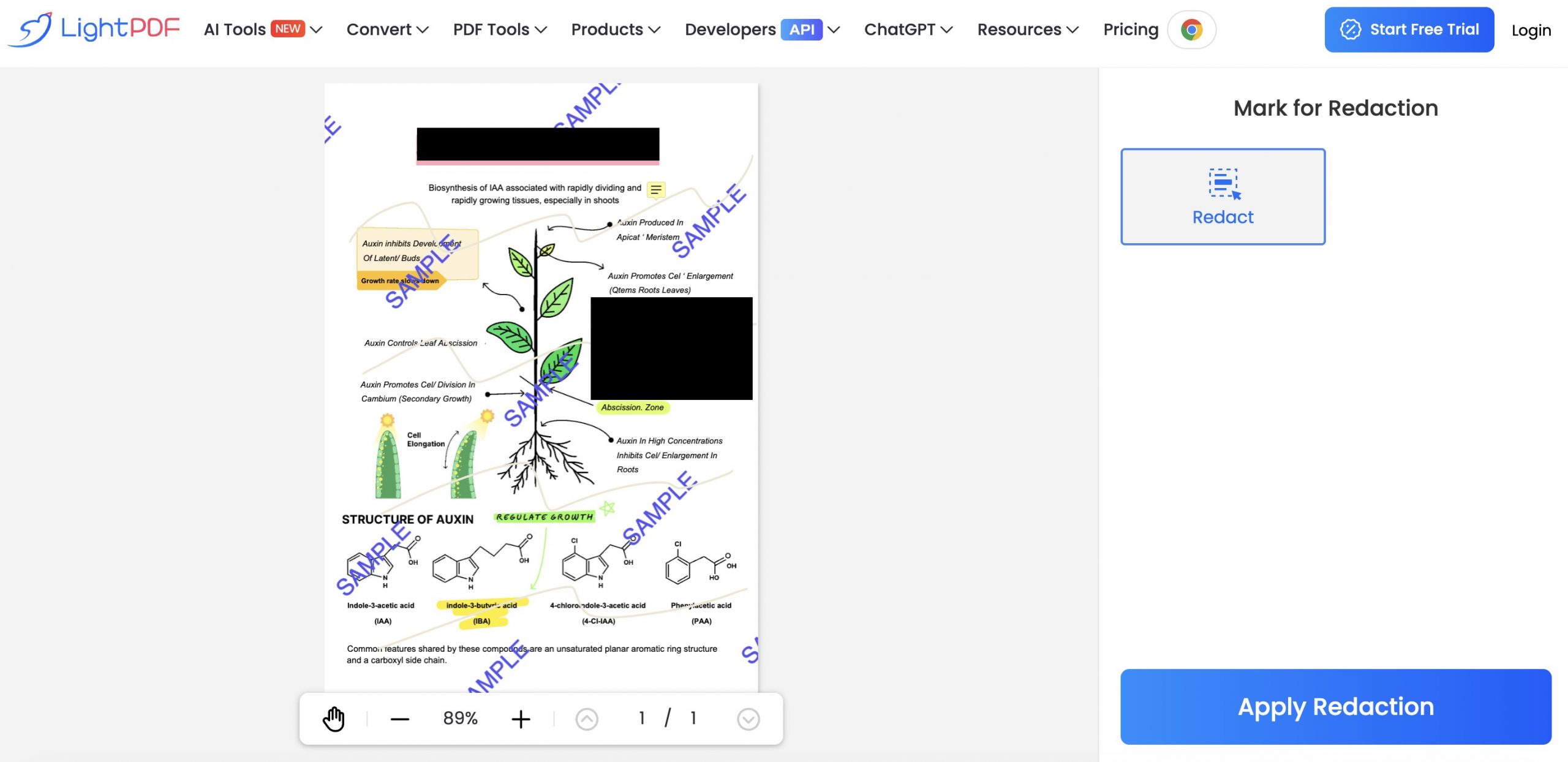 light pdf redact pdf online