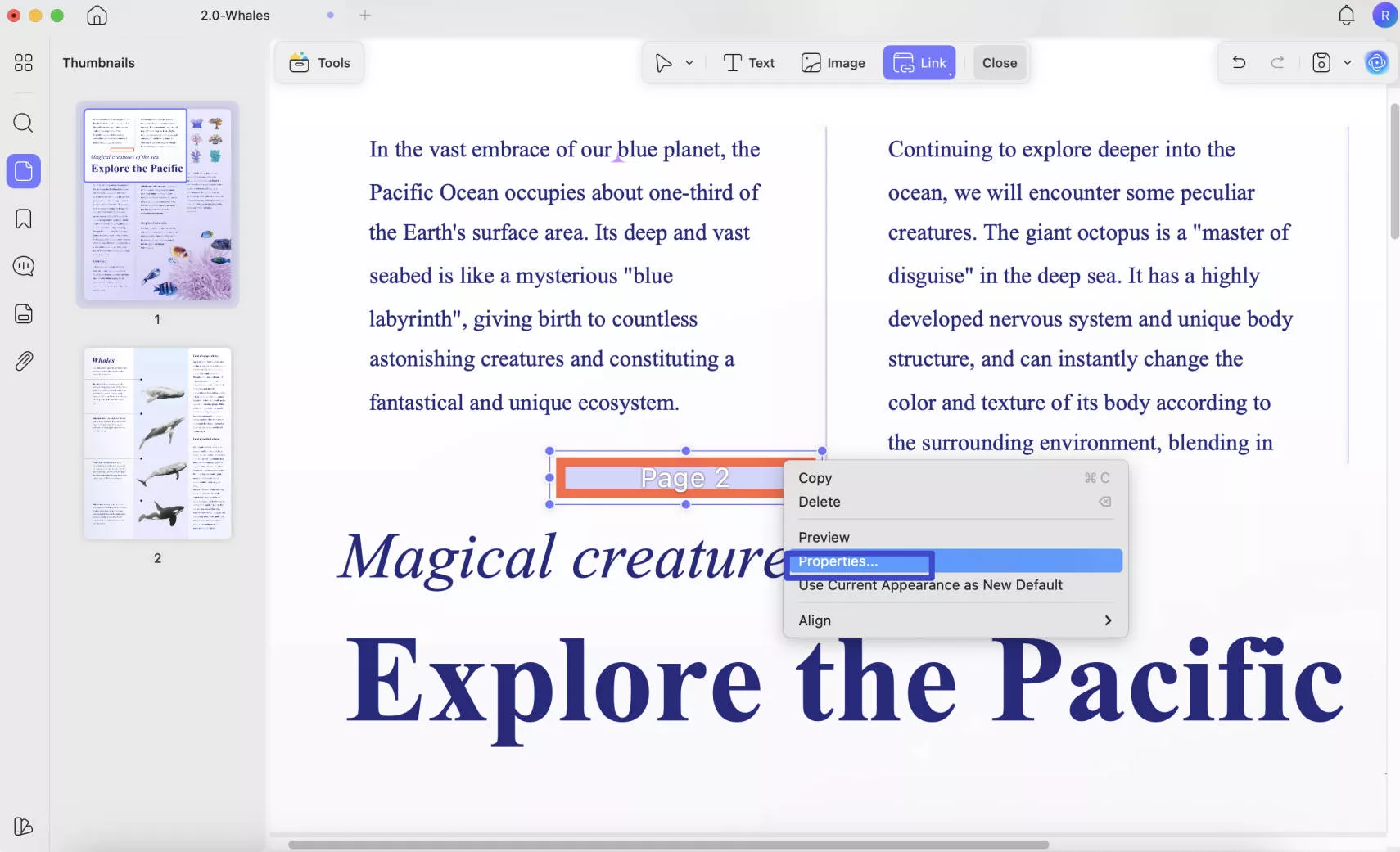 add link to pdf on mac properties